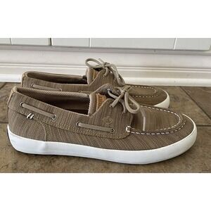 Sperry Top Sider Men 9M Khaki Canvas 2-Eyelet Oxfords Deck Boat Men Shoes